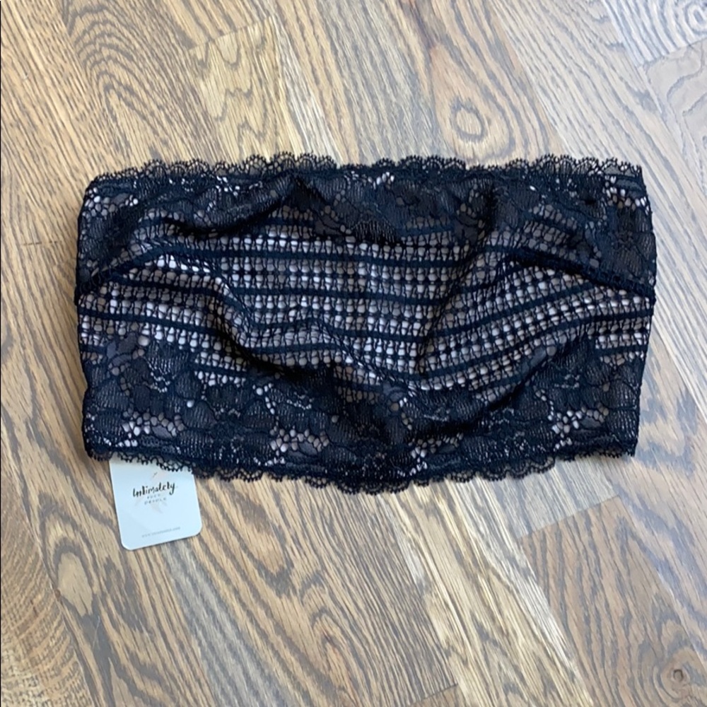 NWT Free People Black Lace Strapless Bandeau XS